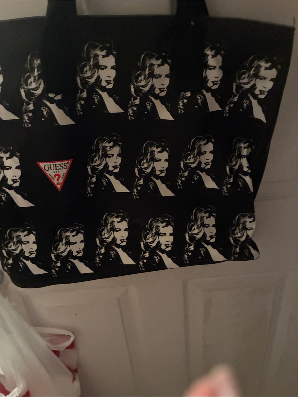 Guess Black & White Portrait Print Tote
